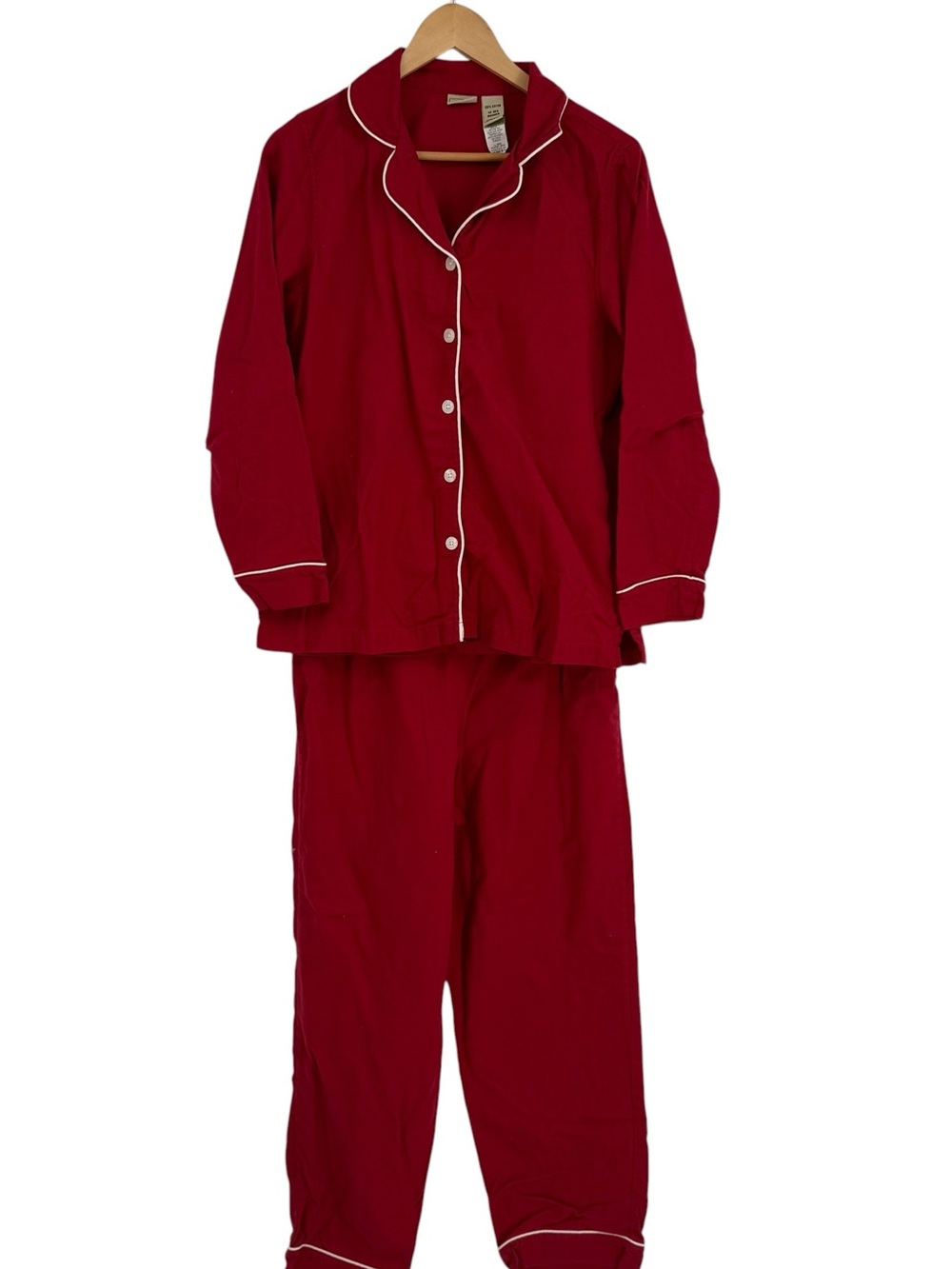 LL Bean Womens Red Flannel Pajama Set 100% Cotton Size M Classic Lounge 2 Piece